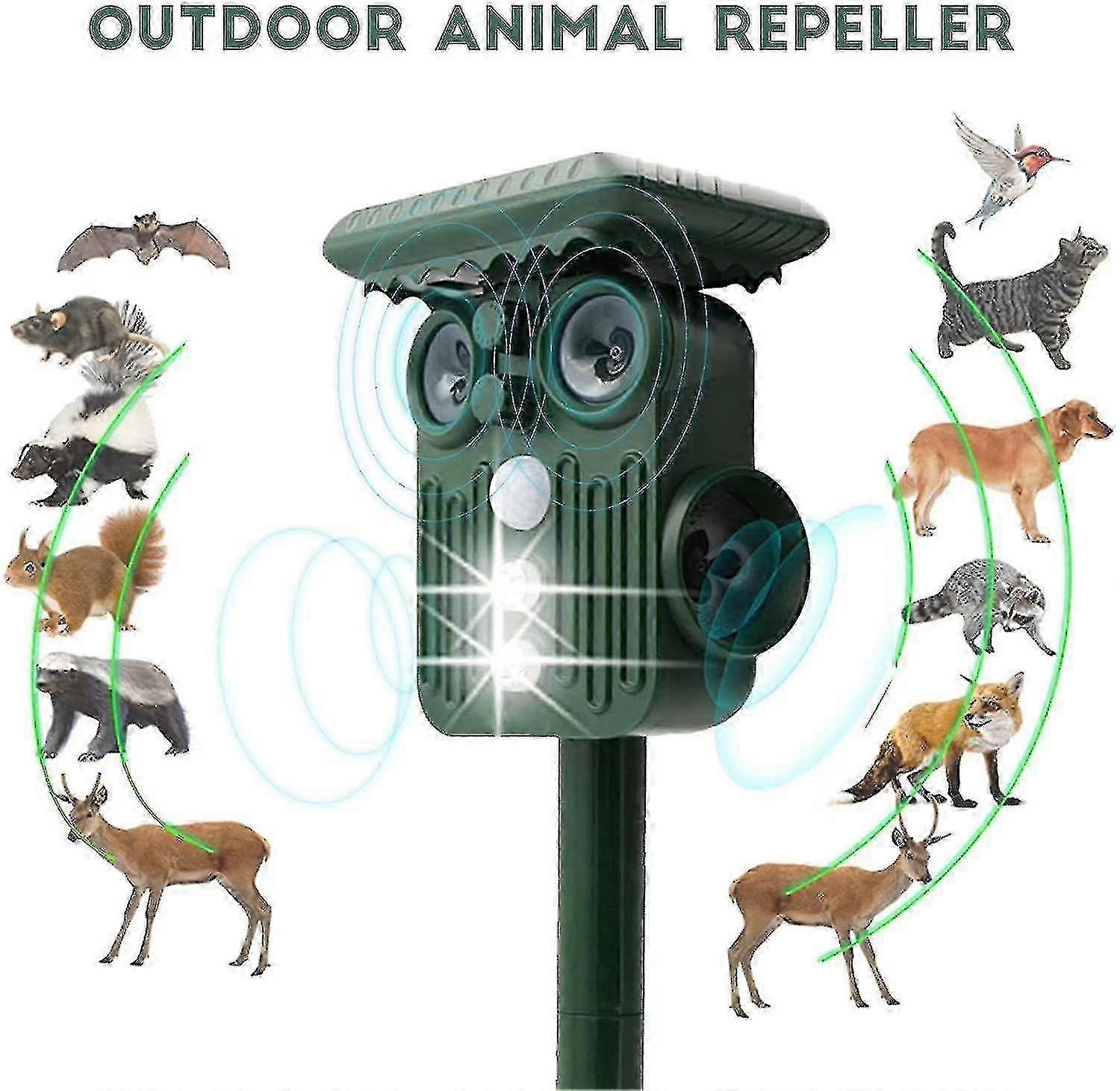 Ultrasonic Solar Deer Repeller - 5 Adjustable Modes - Get Rid Of Deer In 48 Hours