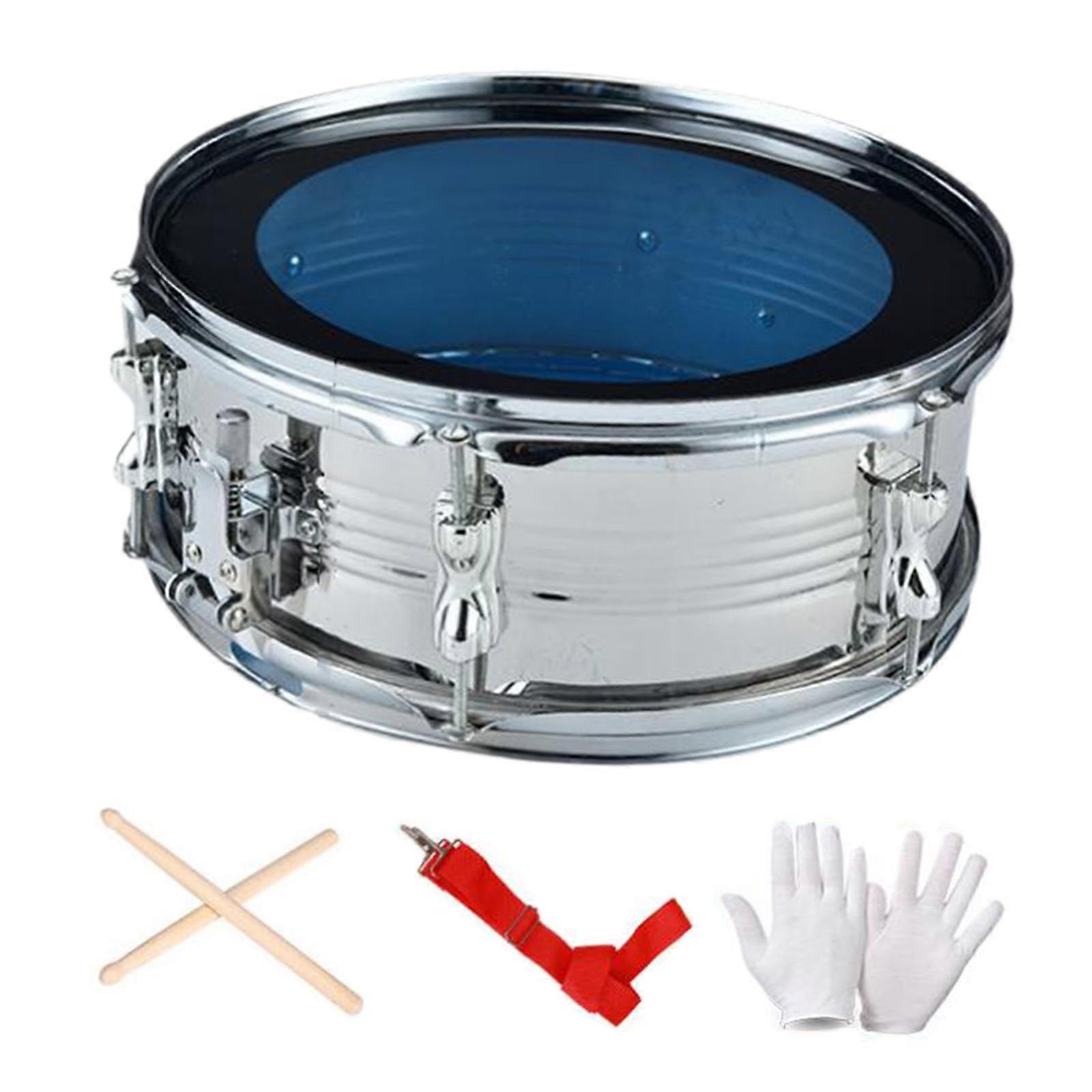 13inch Snare Drum with Shoulder Strap Musical Instruments for Children Teens silver