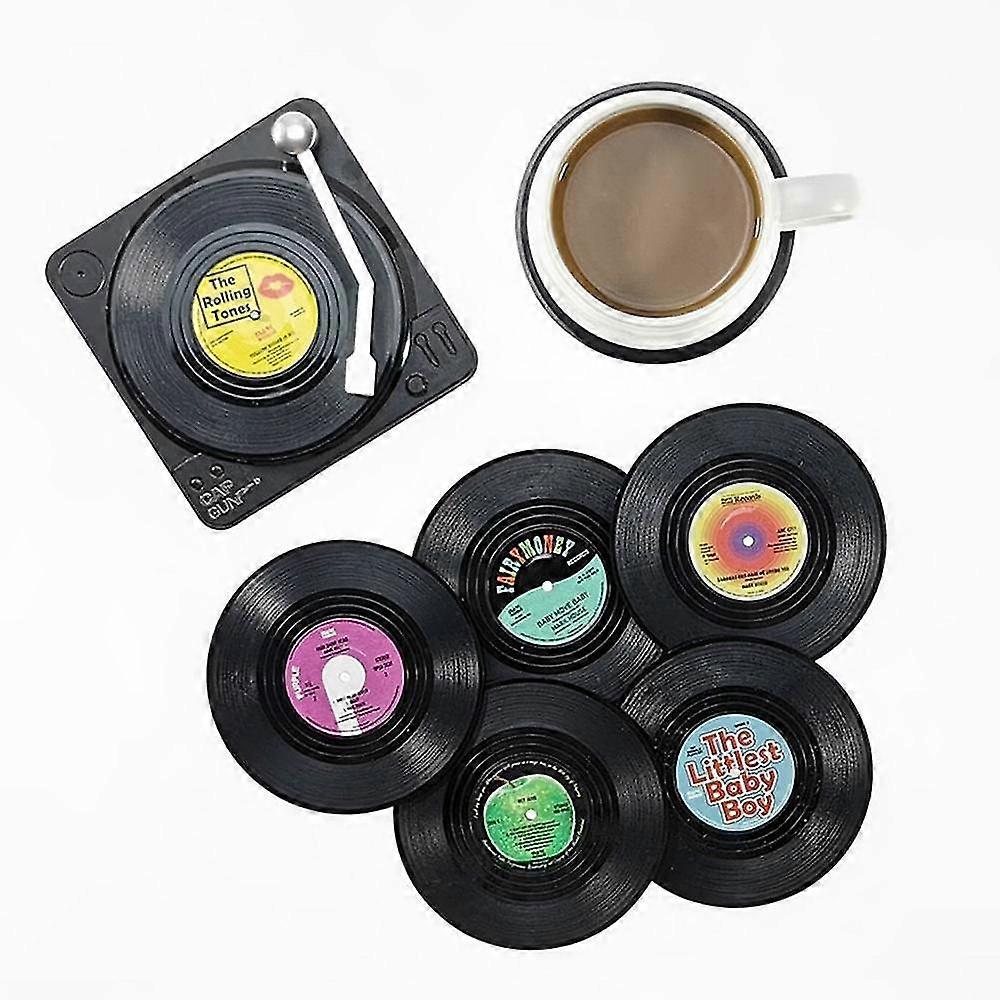 6colors Disk Coasters Record Player Holder Creative Cup Antislip Pads Mats