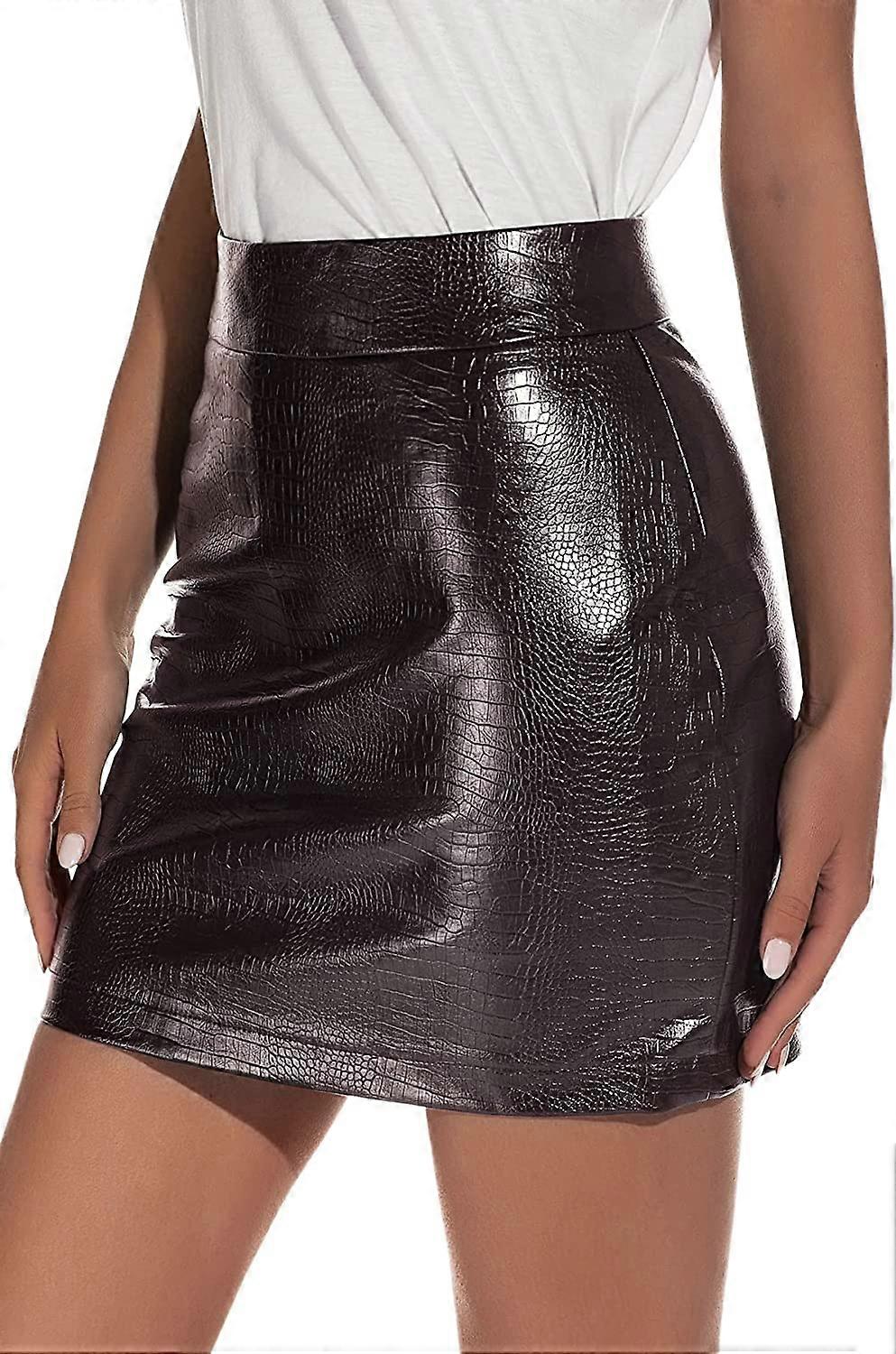 Jupe en simili cuir pour femmes Jupe en cuir PU S-2XL