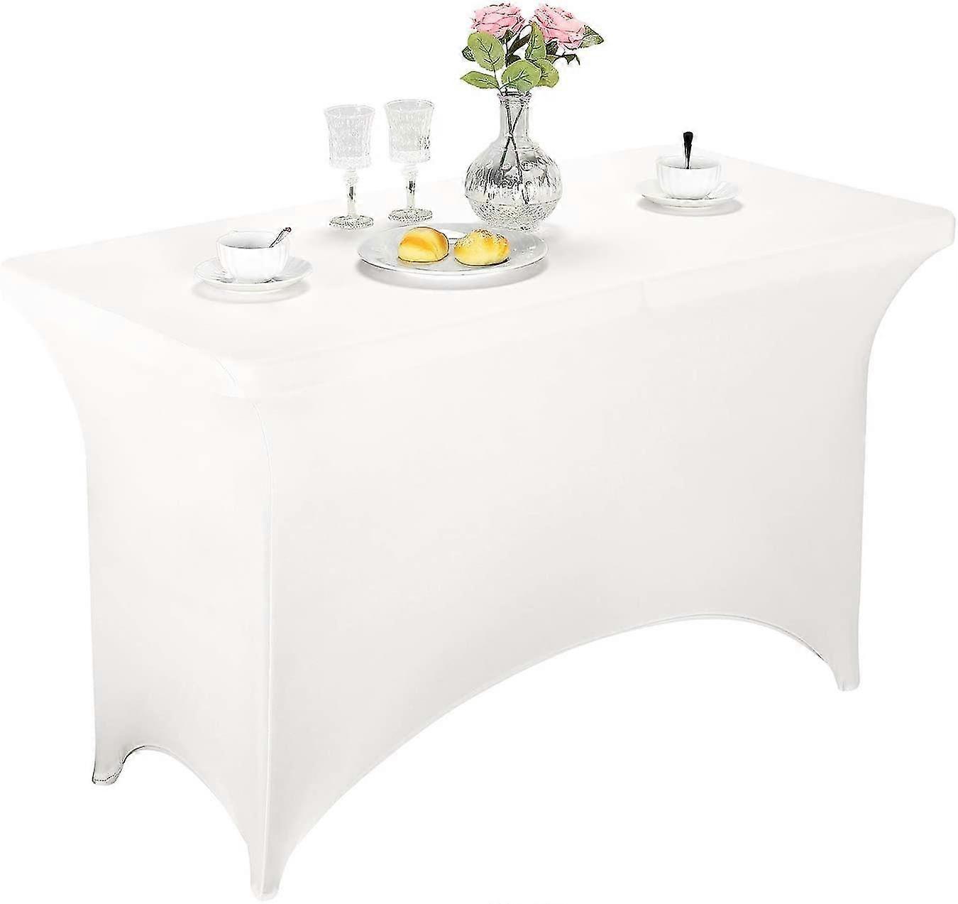 White Spandex Fit Elastic Table Cover