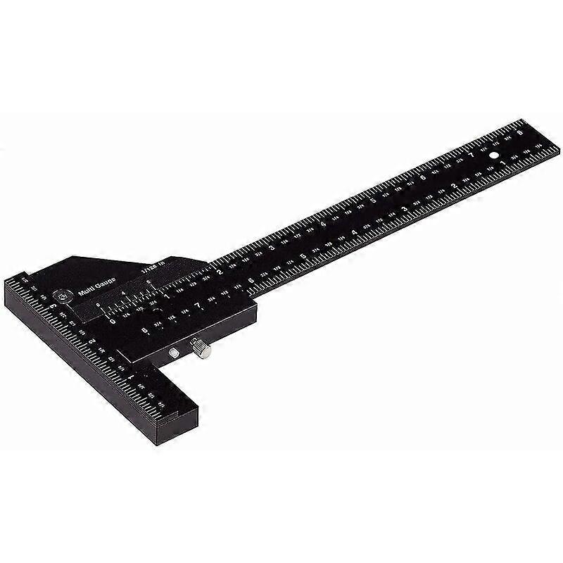 Carpentry Ruler, Multifunctional Woodworking Scribing Ruler, Aluminum T-shaped Ruler, Scribing Device, 0-280mm Measuring Tool, Measurement Accurate to