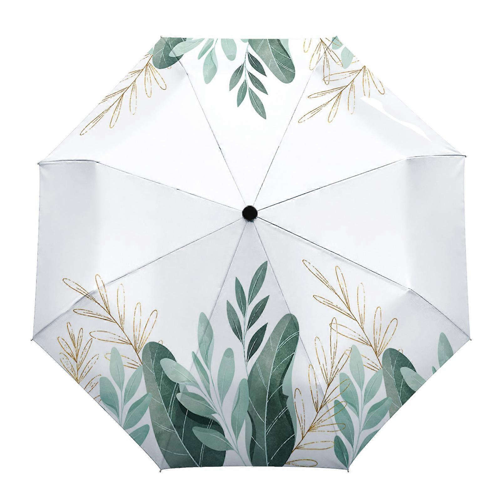 Gamma circolare nero verde stampa donne uomini pioggia ombrello tre pieghevole ragazza durevole portatile ombrelli automatici regalo ombrellone