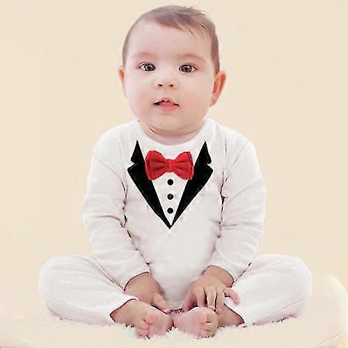 Baby Boy formális öltöny Tuxedo Print Romper - Esküvői parti jumpsuit ruhák