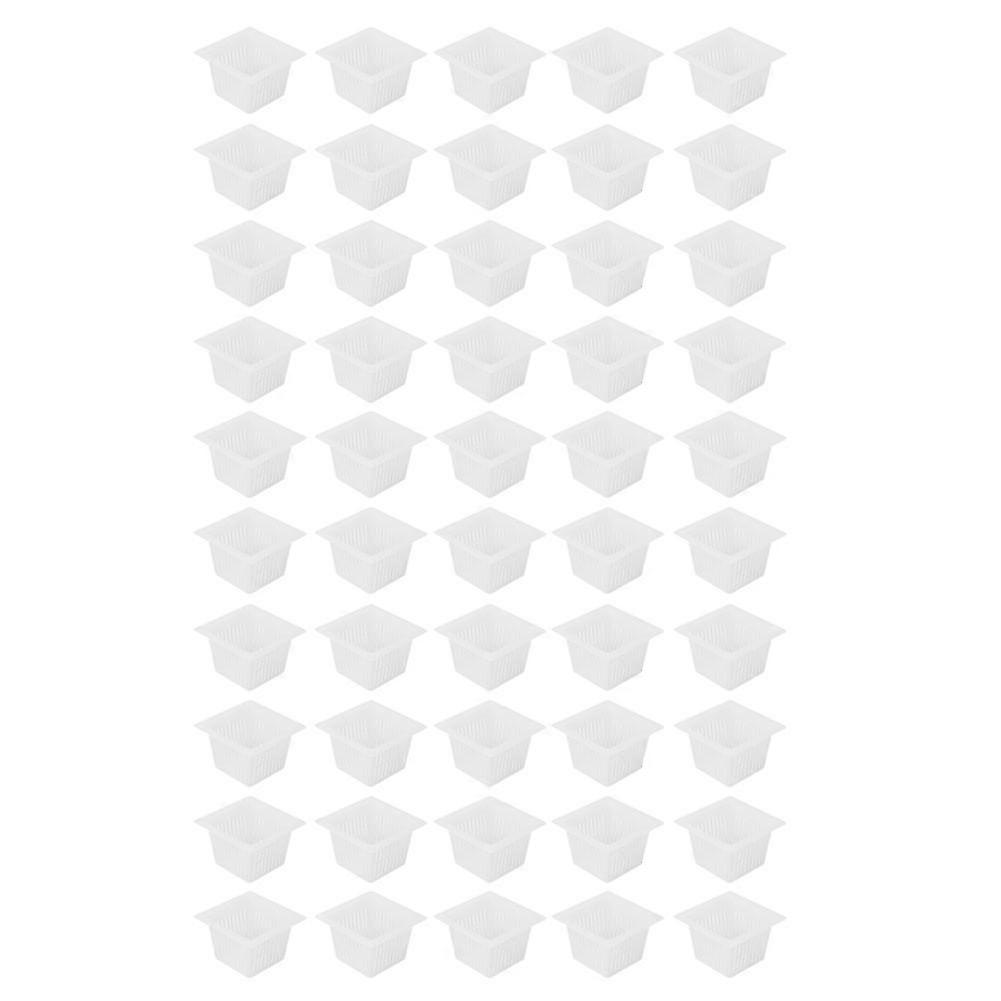 50Pcs White Square Hydroponic Net Pots for Soilless Cultivation of Flower and Plant Growing