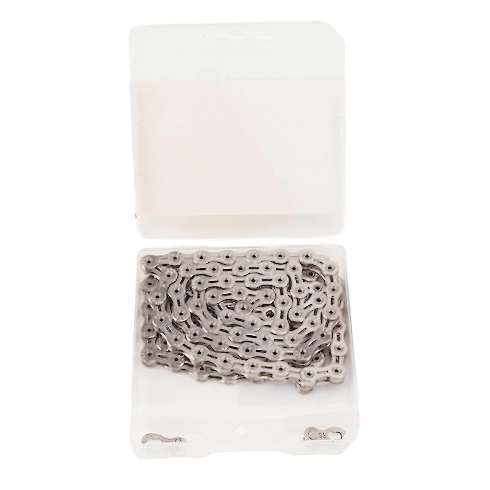 116 Link Silver Mountain Bike Chain Replacement - Hollow Alloy Steel, 9 Speed