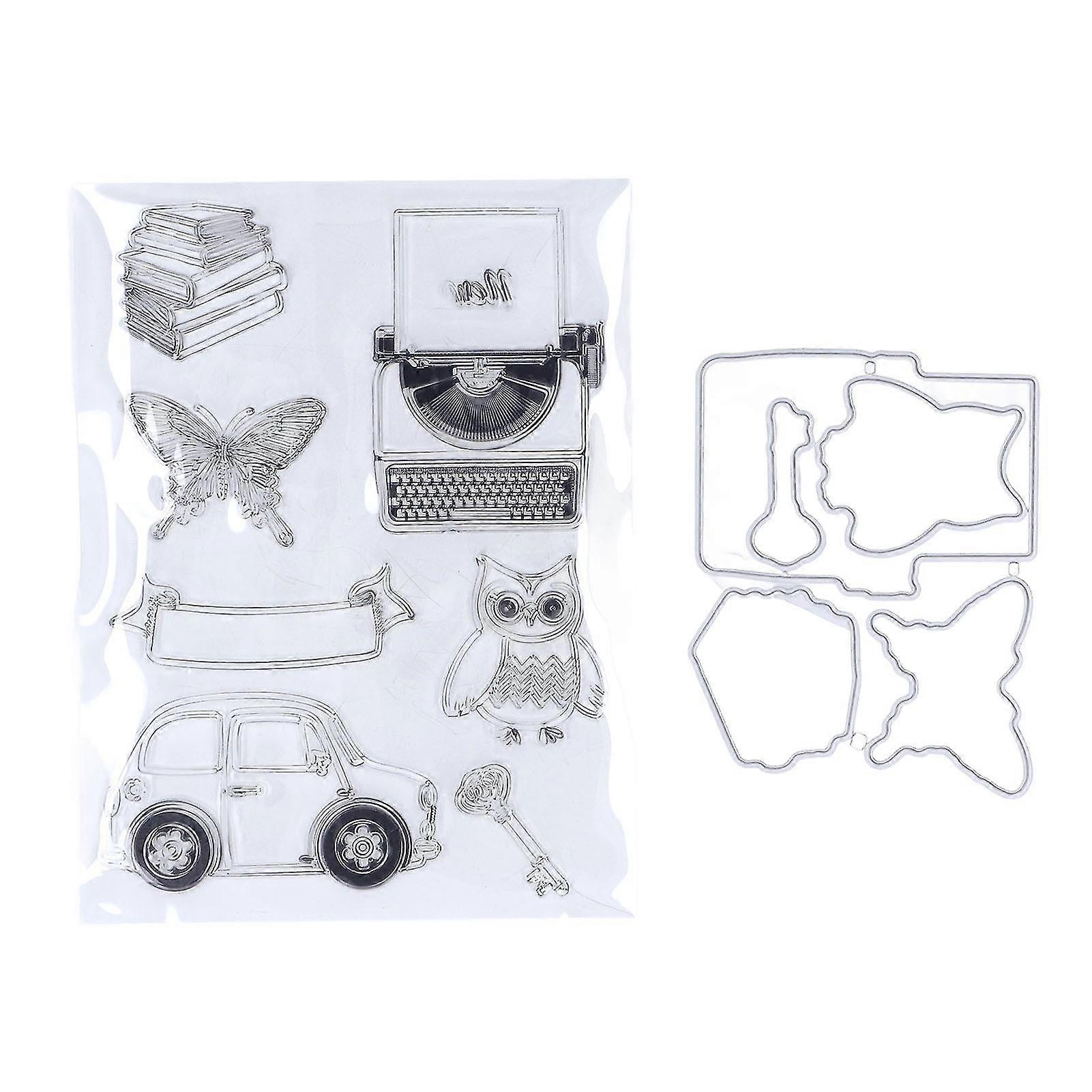 Owl Pattern Clear Stamps with Cutting Dies for Card Making and Crafts
