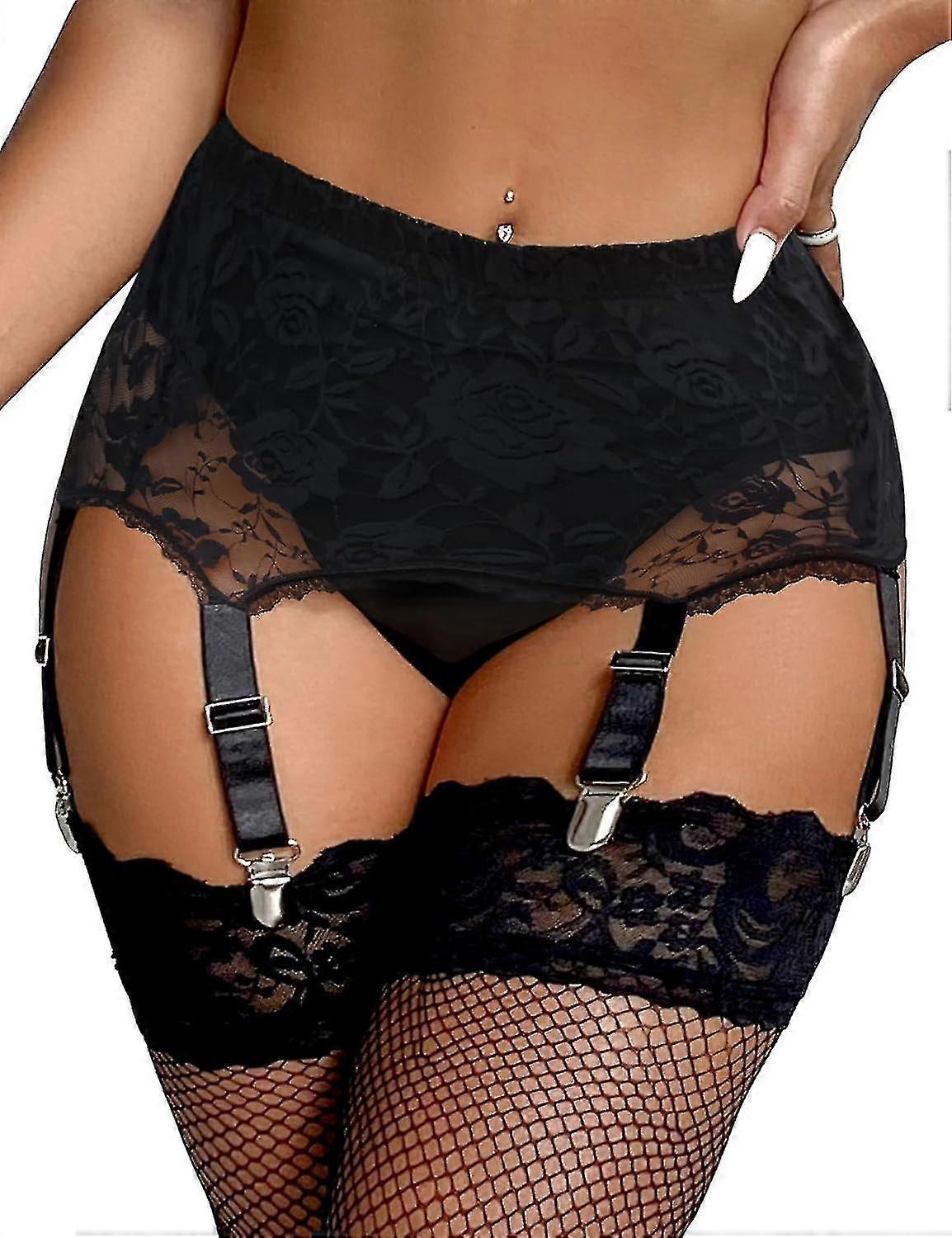 Damhållare Plus Size Spetshållare Och 6 Metallklämmor Justerbara Underkläder Strumpebandshållare Underkläder Midjehållare Strumpebandshållare Set