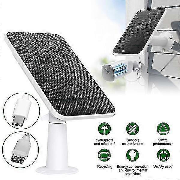 פאנלים סולאריים 4W עבור Eufy Eufycam 2/2 Pro/2C/2C Pro/E מתקן קיר עם חשמל 9.8 רגל לבן יחידה אחת