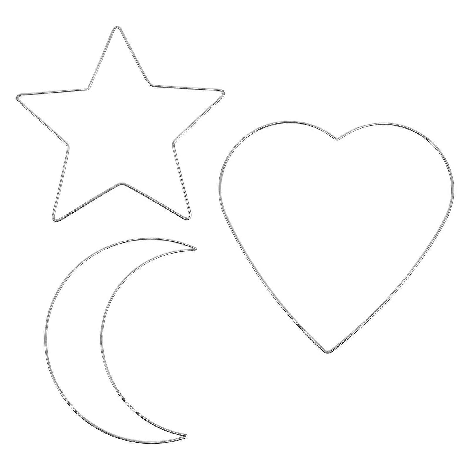 3 Pcs Decorative Garland Macrame Moon Ring Star Wreath Frame Flower Frame Form Floral Crafts Wreath Form