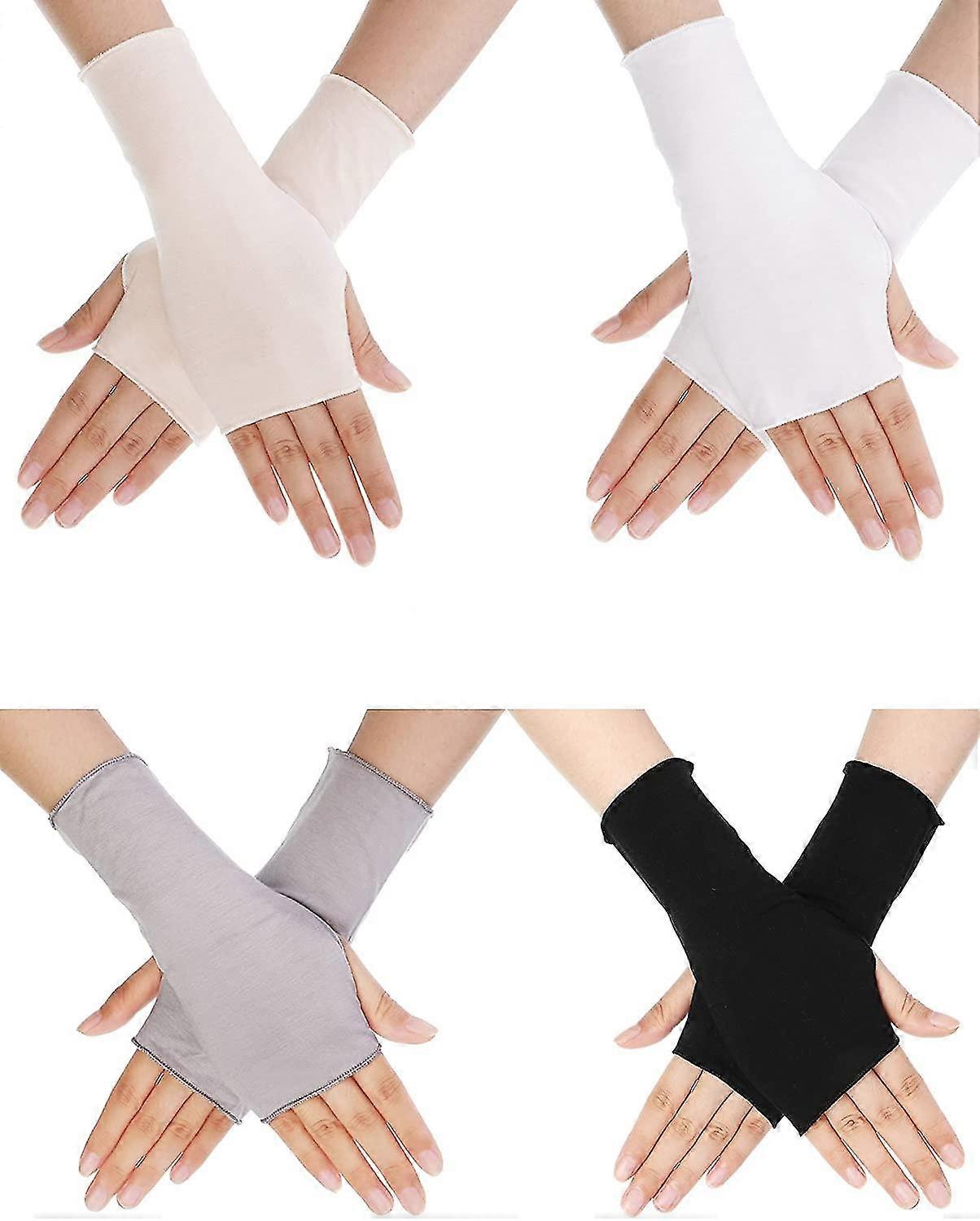 Uv Protection Gloves Wrist Length Sun Block Driving Gloves Unisex Fingerless Glove