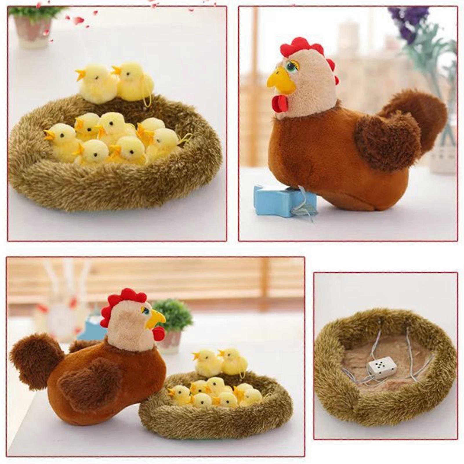 13.8 بوصة محشوة بالدجاج ، دجاجة مزرعة الأم القطيفة مع Henhouse Plushie / 10 ألعاب فراخ صغيرة للأطفال ، عرض 50٪