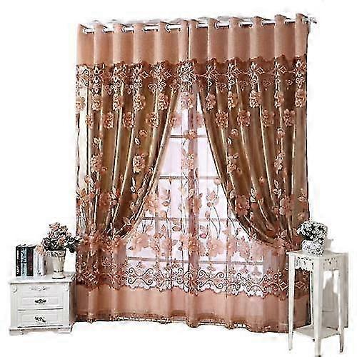 2pcs Floral Pattern Window Curtains
