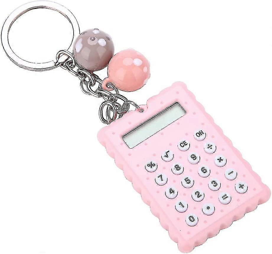 Mini Calculator, Candy Color Digits Electronic Calculator With Silicone Buttons Key Chain