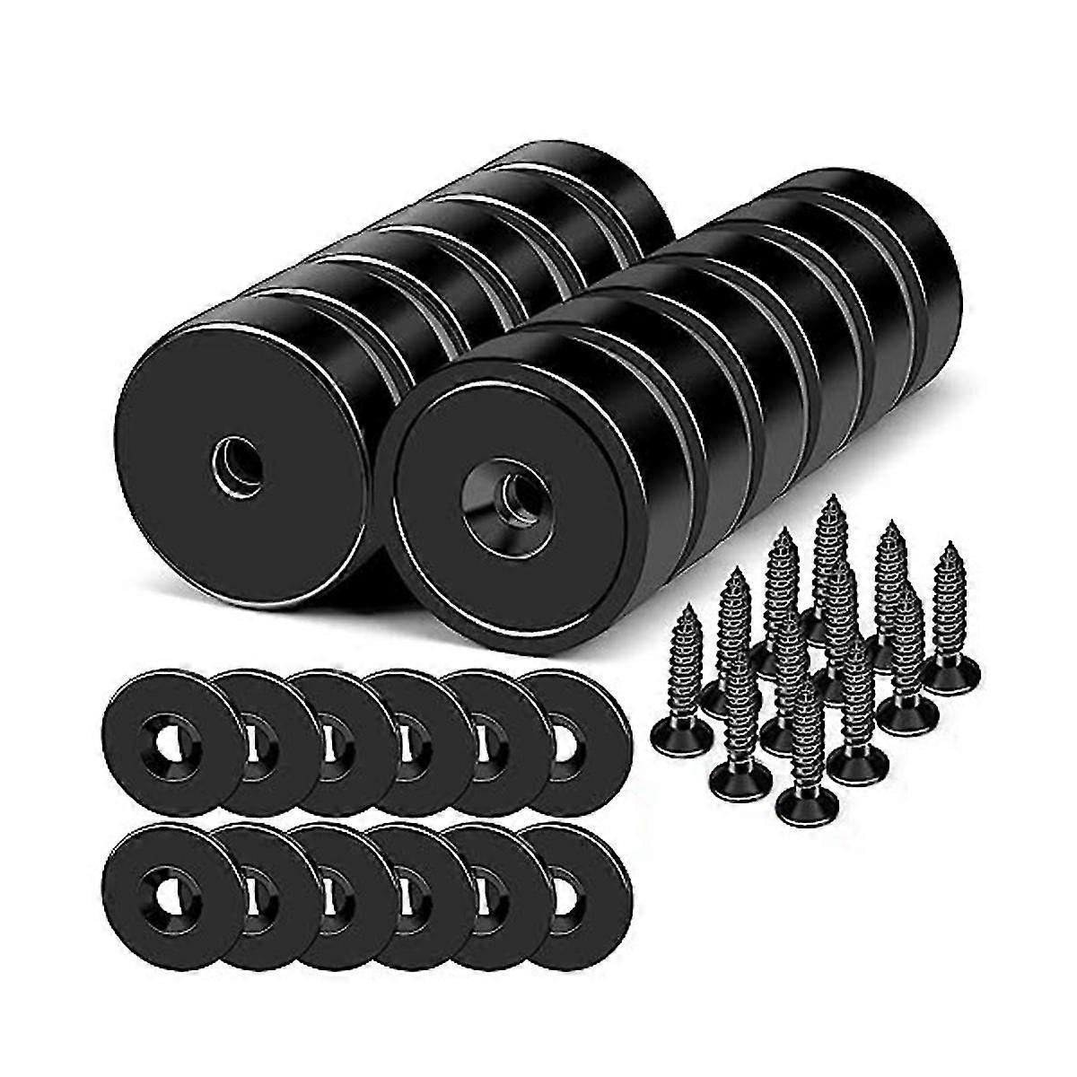 12pack Earth Magnets With Hole, 40lbs Force Neodymium Cup Magnets With Countersunk Hole And Steel Capsule,for Mounting B