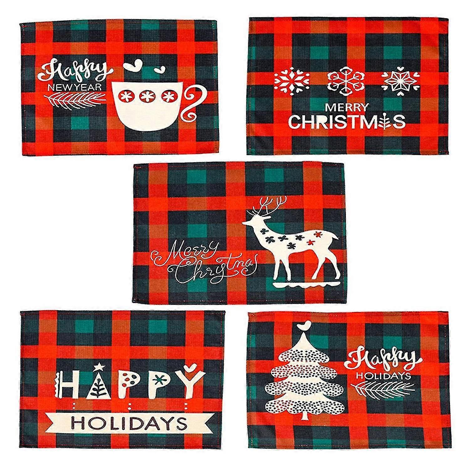 Christmas Table Mat Classic Plaid Design Decorative Rectangular