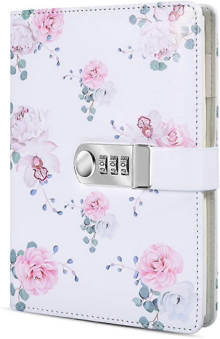 A5 Creative Password Lock Diary, PU Leather Journal with Combination Lock Password Notebook Locking Personal Diary (Style 2)
