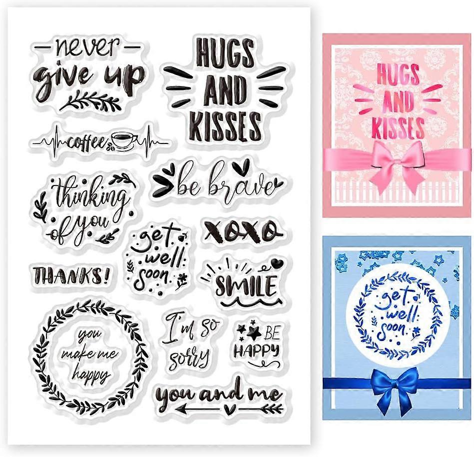 Commonly Used Expressions Artistic Text Clear Stamps for Cards Making Greeting Word Clear Stamp Seals Transparent Stamps for DIY Scrapbooking Photo Al