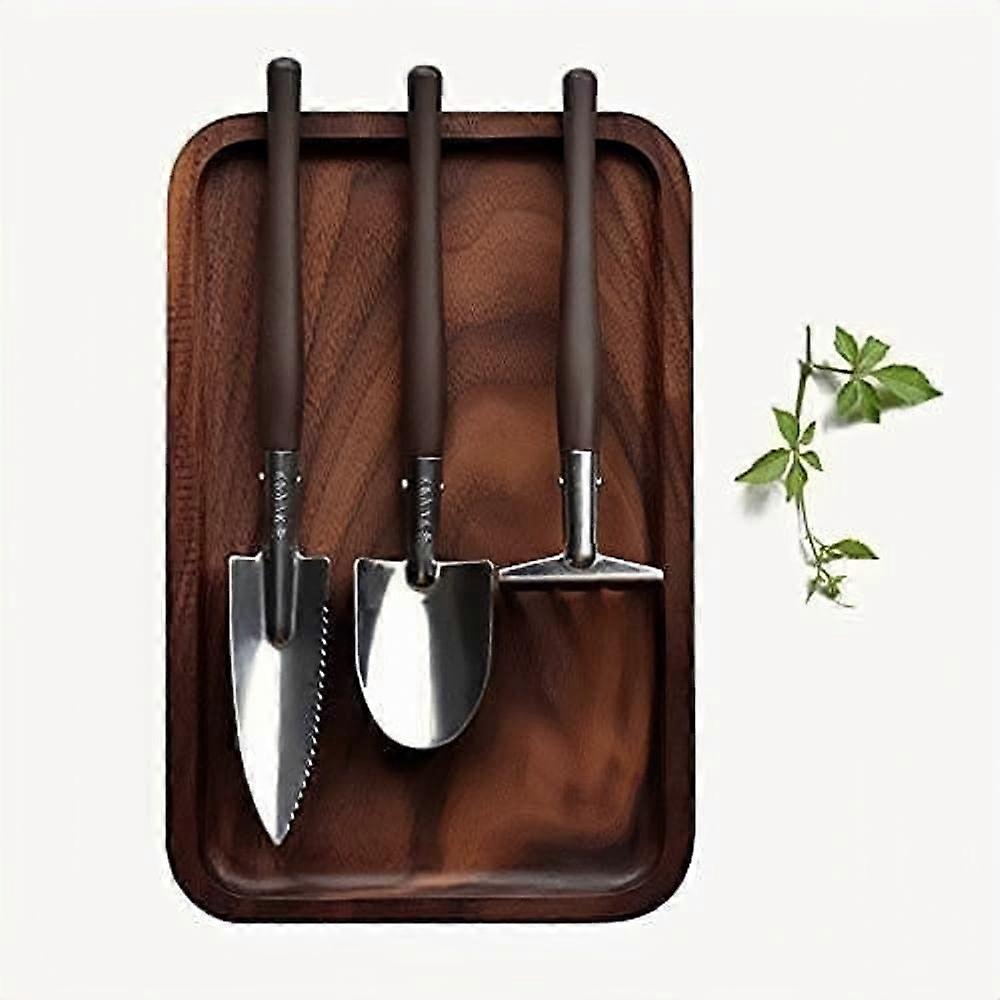 Garden Tool Set,3pcs Mini Spade Rake Garden Tools Rubber Handle Stainless Steel