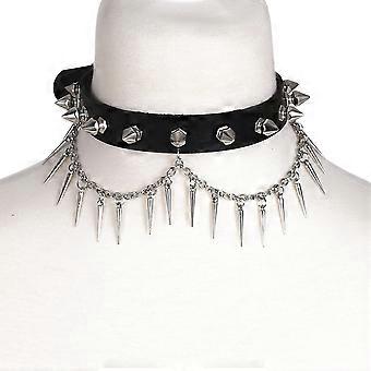 Punk Stachel Choker Halskette fr Frauen Mnner Schwarz Leder Halsband  Kette Nieten Chocker Goth Schmuck Halloween Accessoires | Fruugo DE