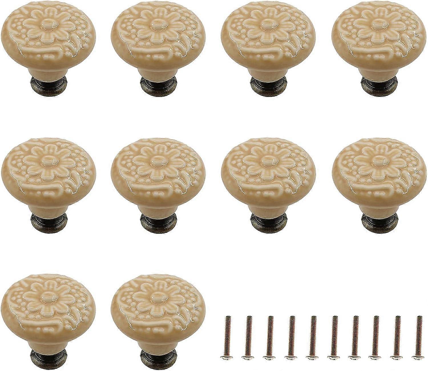 Decorative Ceramic Drawer Knobs - 10 Pack (Coffee)
