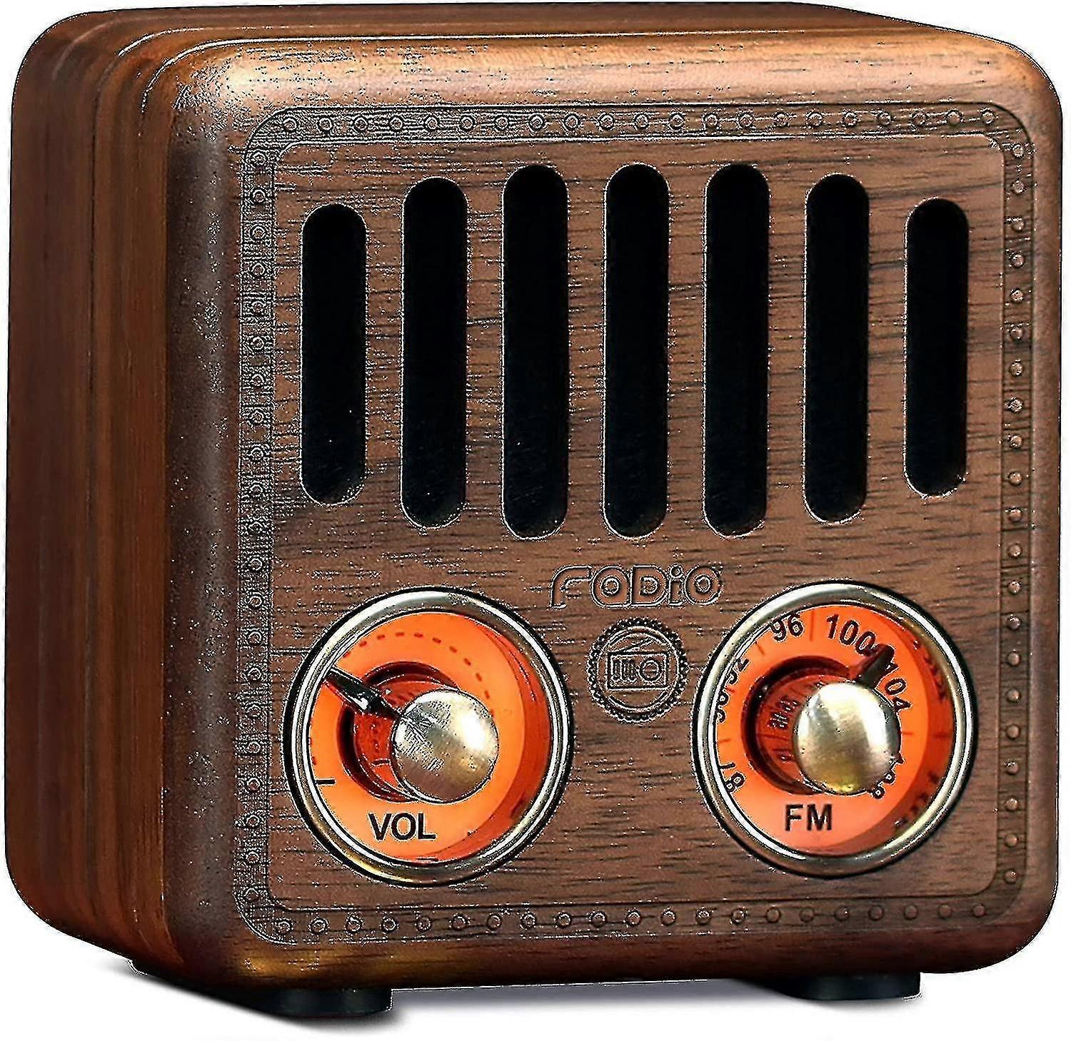 Retro Radio, Vintage Bluetooth Speaker, Walnut Wood Fm Radio With Blue