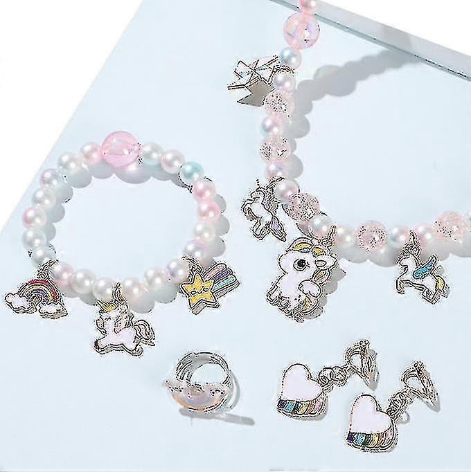 مجوهرات الاطفال للبنات 5 مجموعات قلادة سوار عالية الجودة