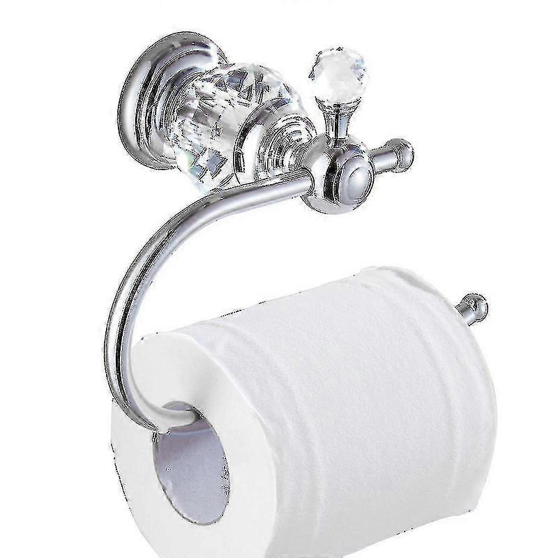 クリスタルシリーズ真鍮製トイレットペーパーロールホルダー、ポリッシュクロームイバン