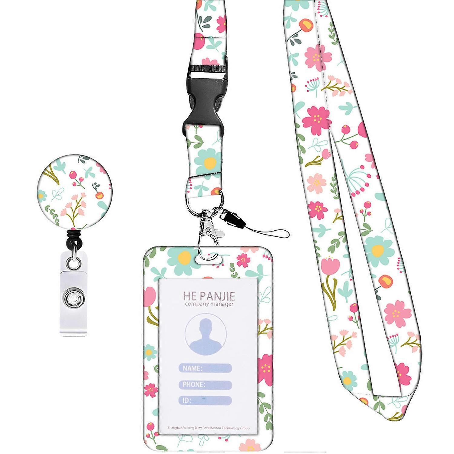 Badge Holder with Retractable Reel Clip And Lanyard ID Card Holder for Nurses Teachers Students