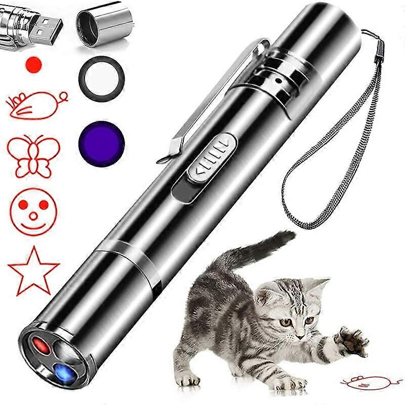Chat Laser Jouet Pointeur De Lumiere Led Rouge Jouets Interactifs Pour Chats D'Interieur Chiens Longue Portee 3 Modes Laser Projection Usb Recharge