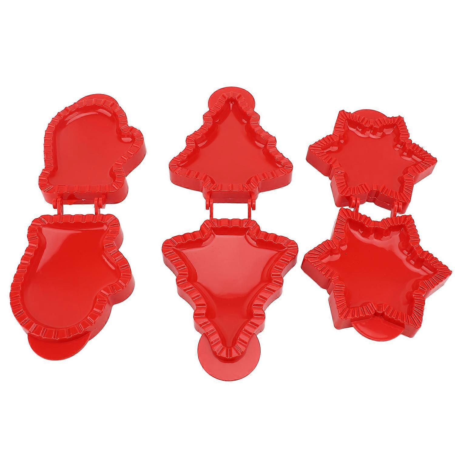 3pcs Pocket Pie Snowflake Mitt Xmas Tree Shape Press Dough Presser Pocket Pie Maker Set for Xmas Par
