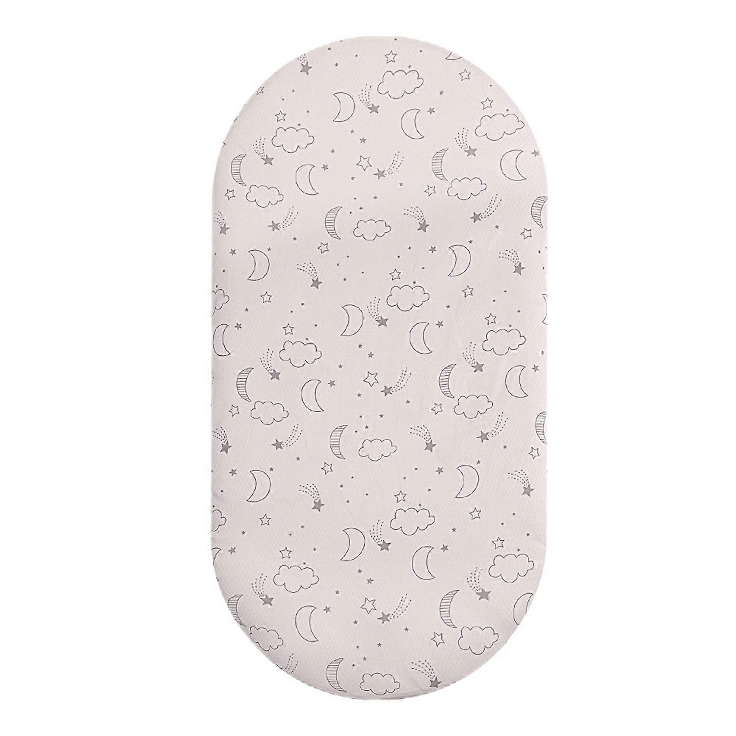 Baby Cradle Sheet Cartoon Printing Satin Elastic Edge Easy Installation Fits Oval Round Rectangular