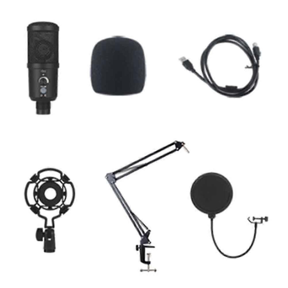 Herný USB mikrofón s potlačením hluku kondenzátorový mikrofón pre PC podcastový mikrofón s držiakom výložníka