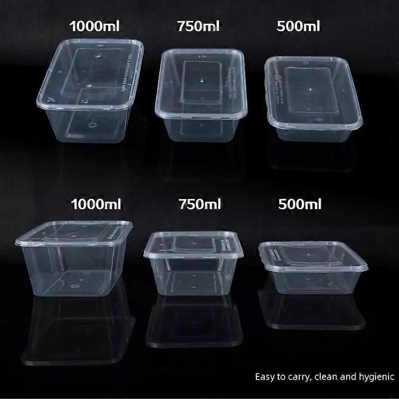 Thickened Disposable Fast Food Box Lunch Box Rectangular Plastic 750ml/1000ml Takeaway Lunch Box