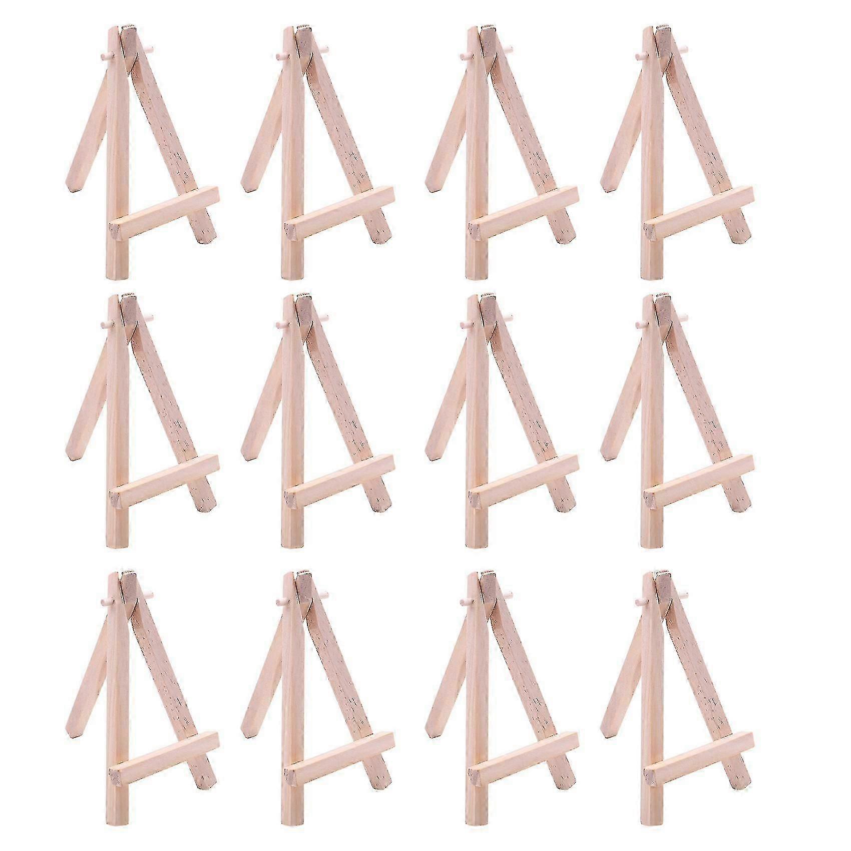 12 Pack 5 Inch Mini Wood Display Easel Natural Wooden Tripod Holder Stand For Displaying Small Canv Z