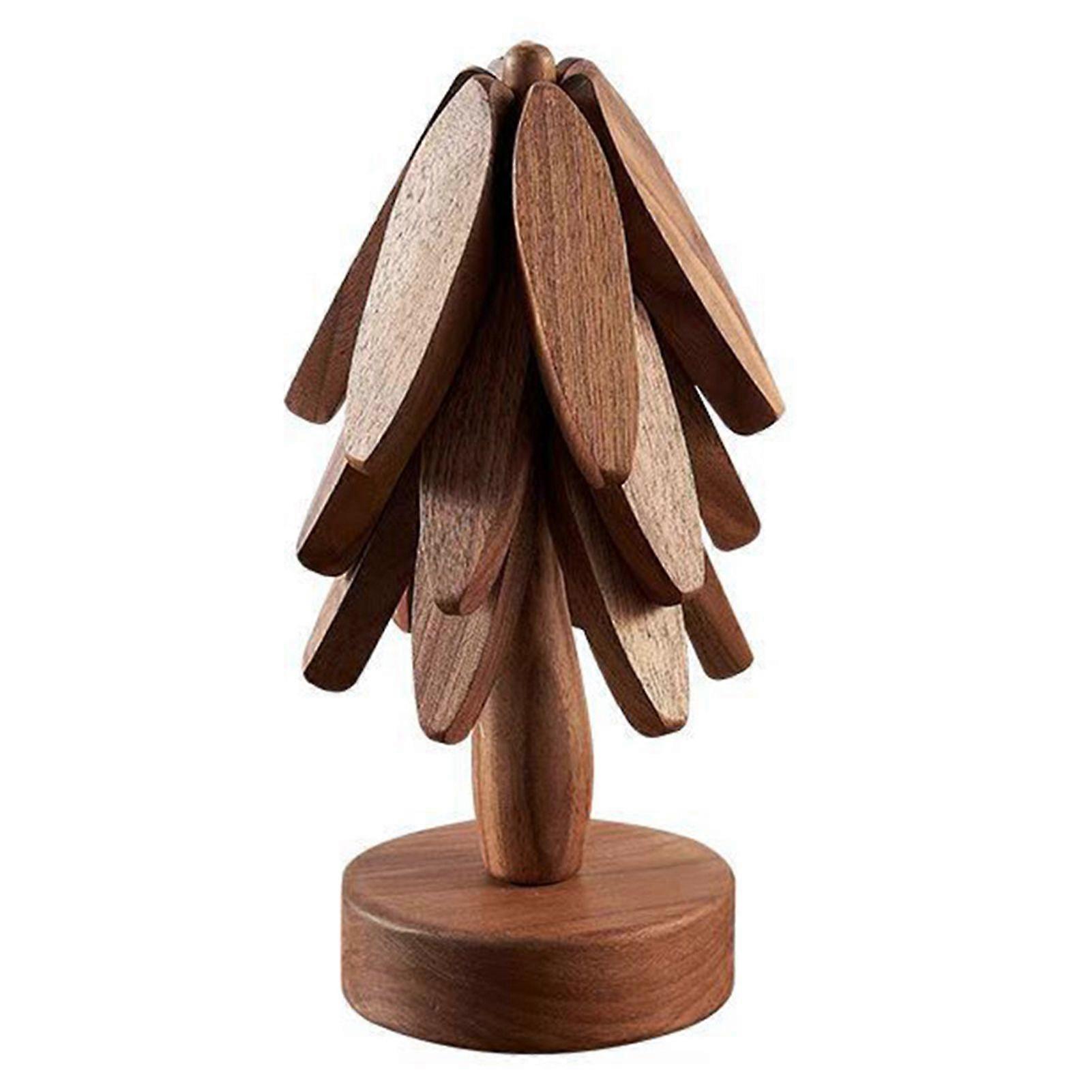 Wood Collapsible Hot Pad Trivet Tree Shaped Wooden Trivets Hot Dish Coaster For Wood Table