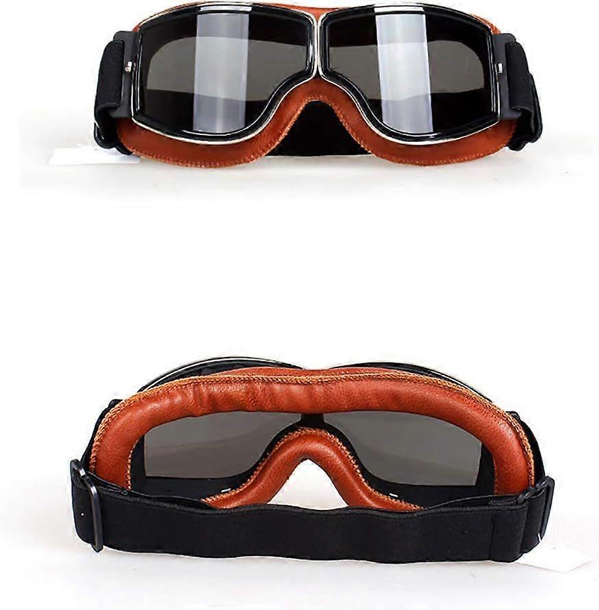 Motocross Goggles Motorcycle Goggles Retro PU Resin Windproof Dustproof Dirt Bike Goggles Wrap Riding Goggles Protective