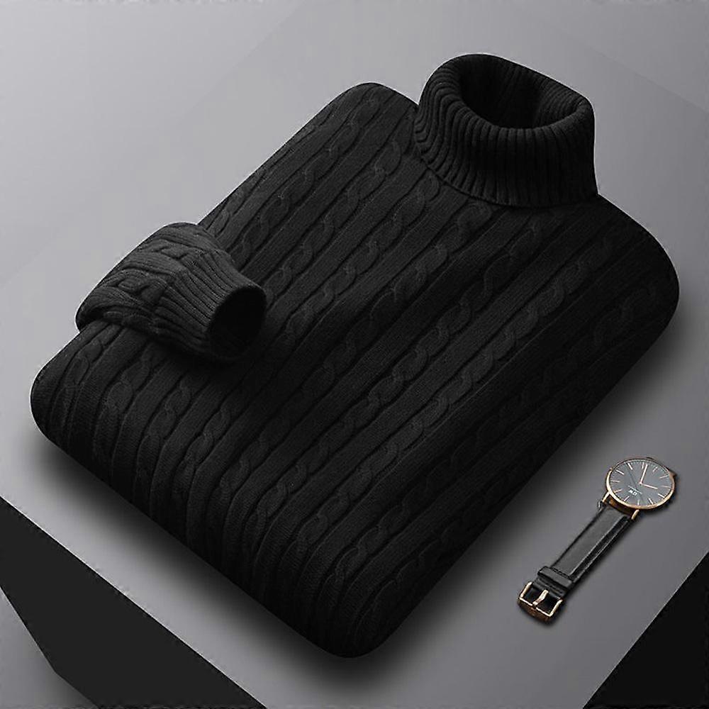 Men's Turtleneck Sweater Solid Color High Neck Pullover Knitted Sweaters Casual Elastic Sweatwear Mens Fall Winter