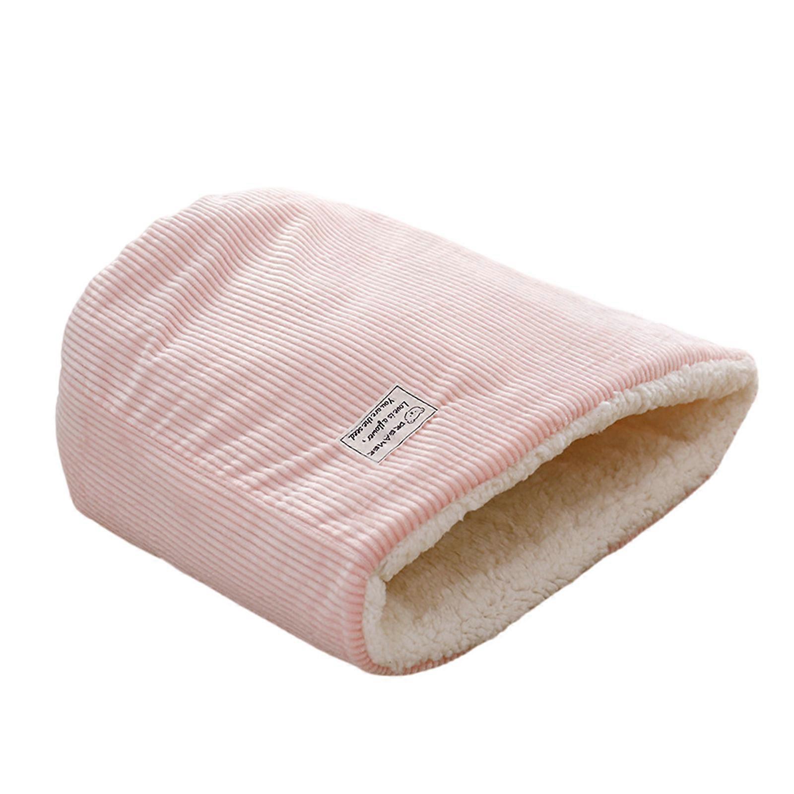 Plush Cats Winter Sleep Bag Soft Insulated Cats Nest for Cold Weather Comfortable Pet Warm Lounger Bed Rest Cushion Pink