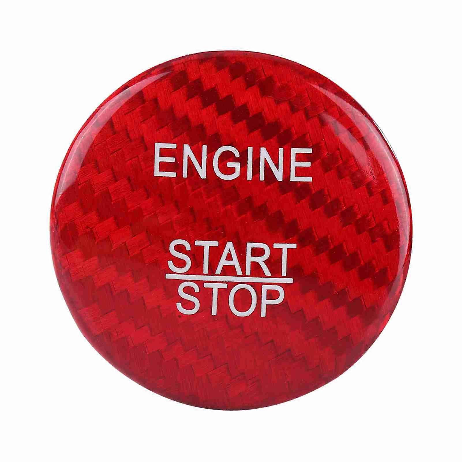 Carbon Fiber Car Engine Start Stop Button Cover Keyless Go Ignition Stickers for A B C GLC GLA CLA ML GL Class (Red/Black)(Red)
