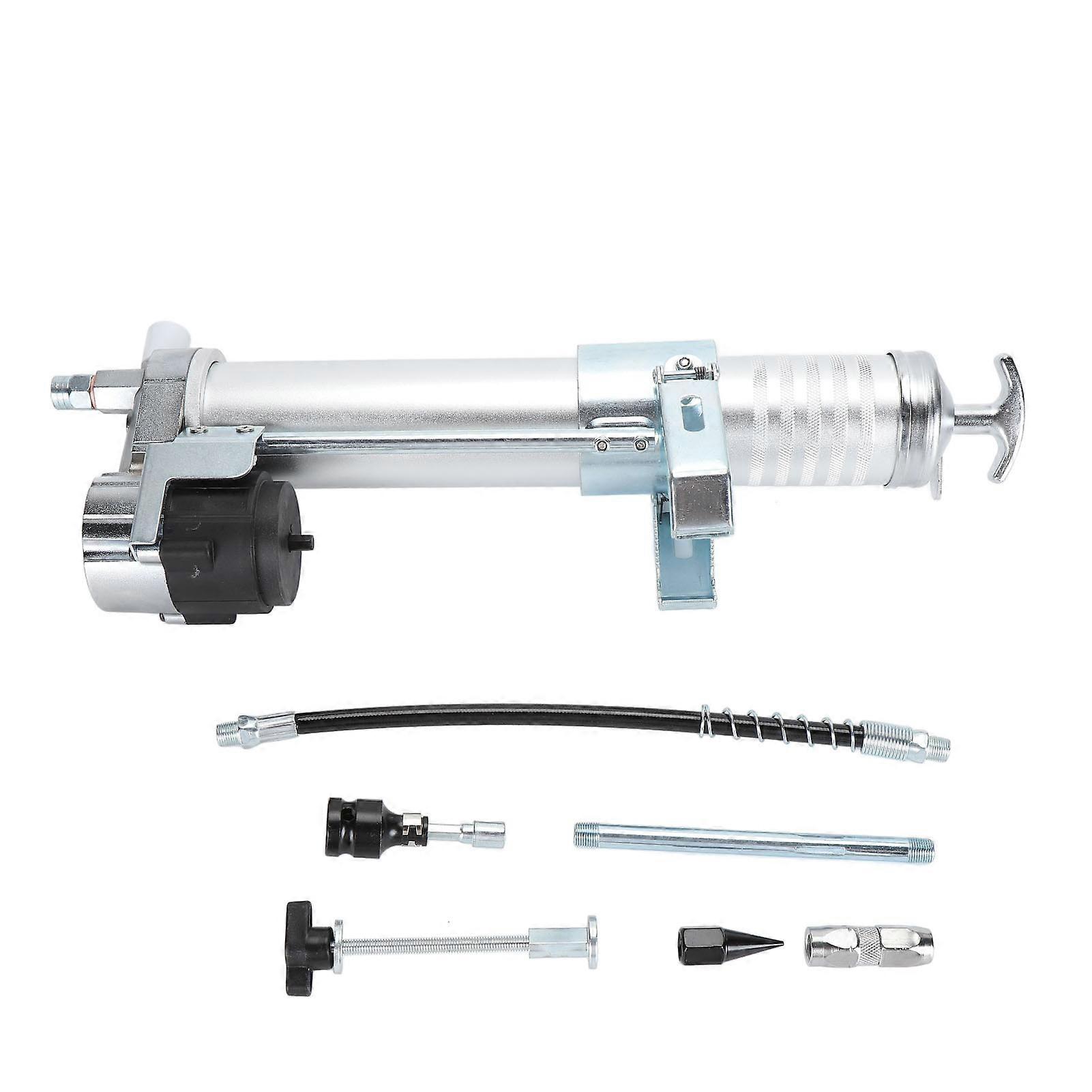Grease Gun Head, Split Type Grease Gun Needle Nozzle, Electric Drill to Grease Gun Adapter Attachment Kit 600CC Capacity 12000PSI