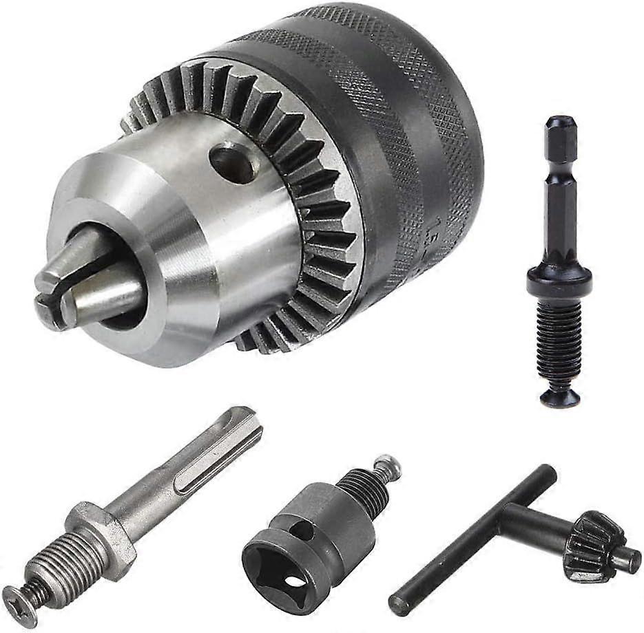 1.5-13mm Capacity 1/2-20UNF Key Drill Chuck with Hex Shank, 1/2" Socket Square Converter and SDS Plus Shank Adapter Electric drills and Rotary Hammers