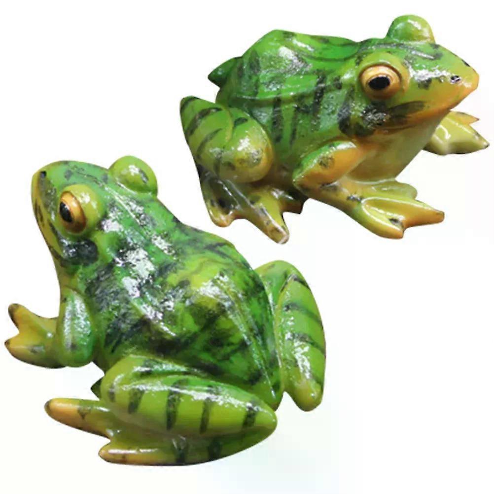 2 Pcs Micro Landscape Simulation Frog Ornament Resin Frogs Decorations Miniature Figurines