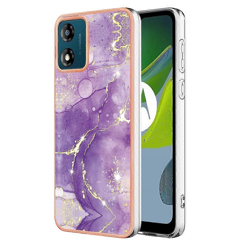 For Motorola Moto E13 Electroplating Marble Dual-side IMD Phone Case