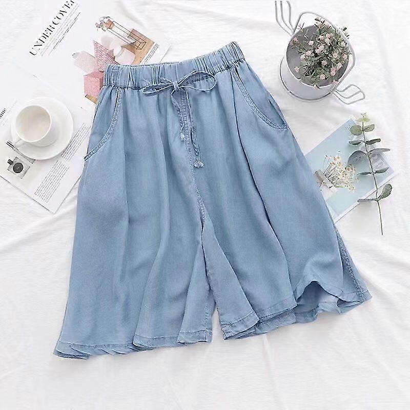 Women's Shorts Plus Size Jeans High Waist Ultra-thin Loose Thin Draping Sense Wide Leg Pants Five Minutes
