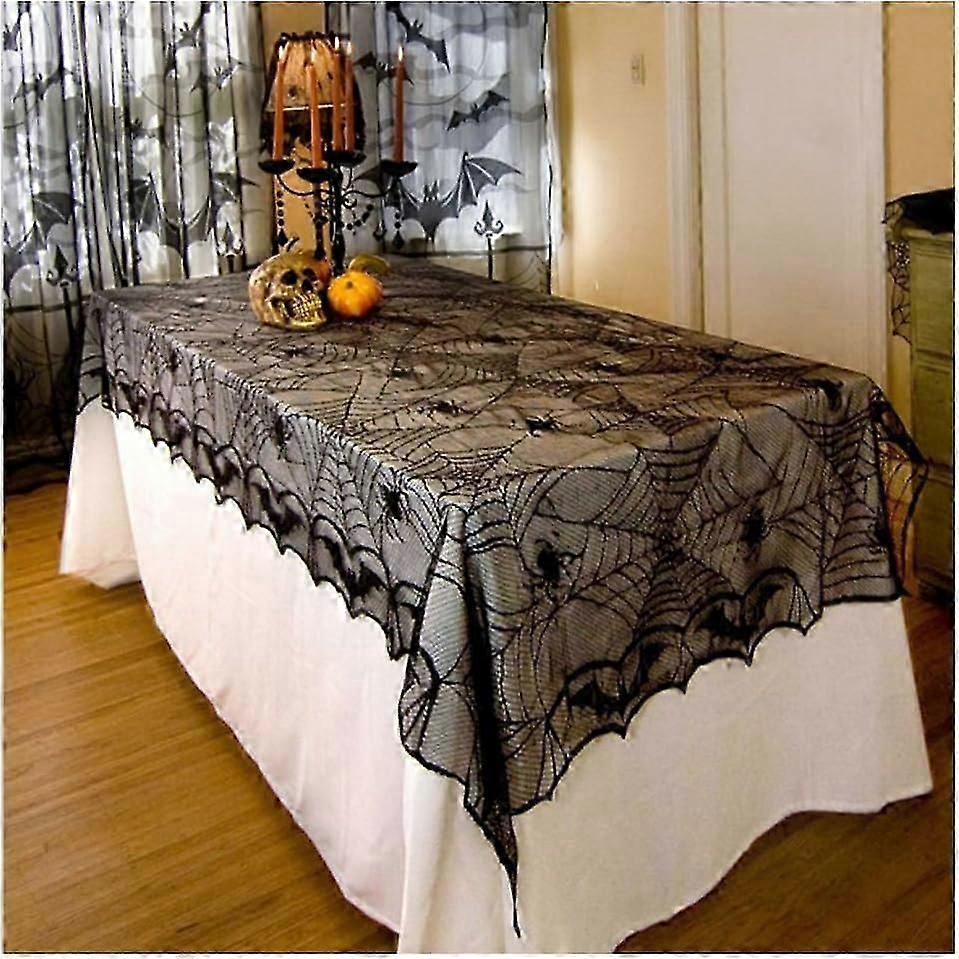 Spider Web Table Cloth Halloween Cobweb Lace Fabric Runner Cover-rectangle 122*244cm