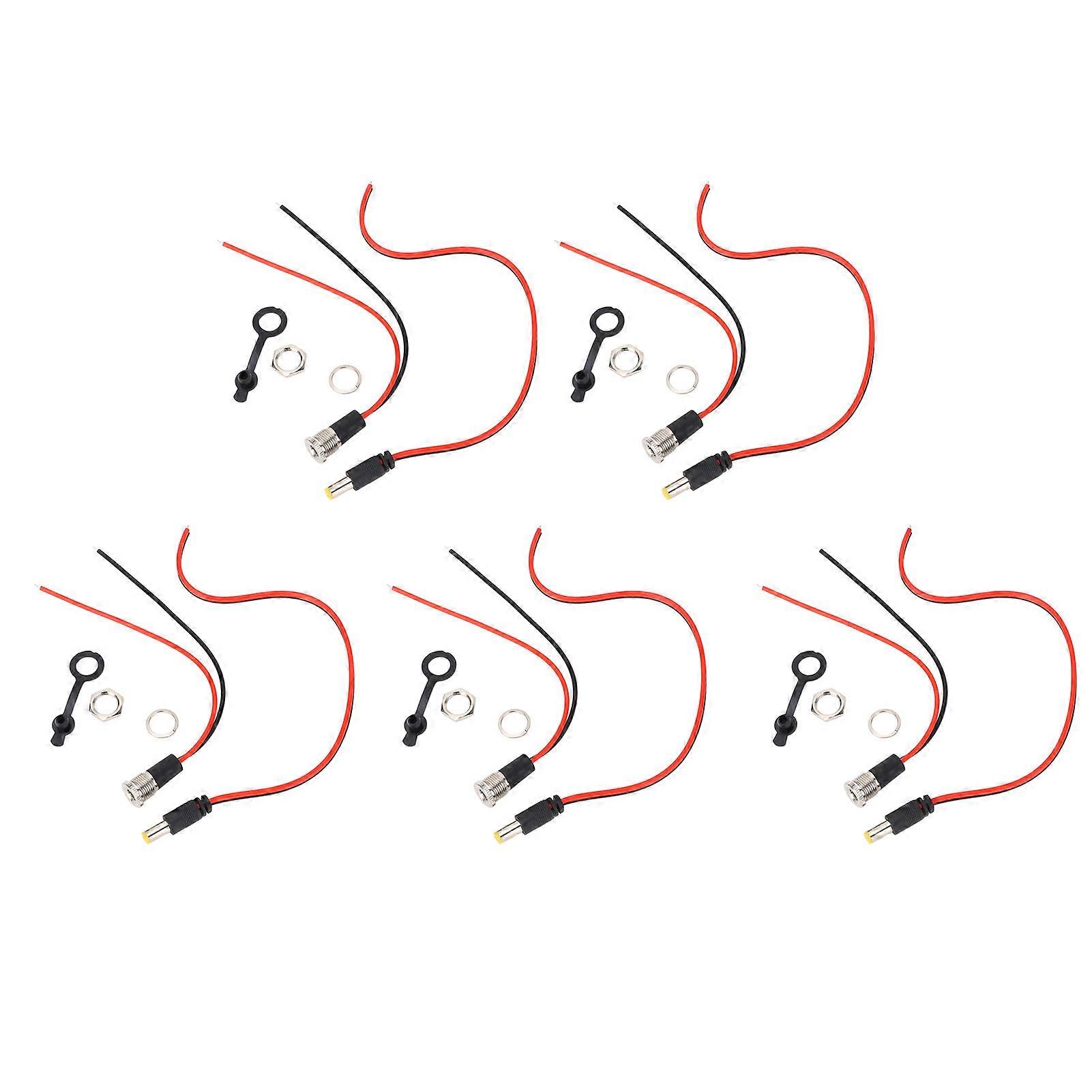 5pcs 5.5 x 2.1mm 10A Threaded Female Power Connector with Waterproof Cover