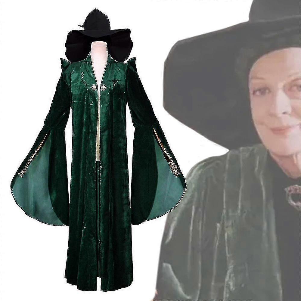 ハロウィーンハリーポッターマクゴナガル教授ホグワーツ校長ロングドレスハロウィーンコスチュームCostume_y高品質