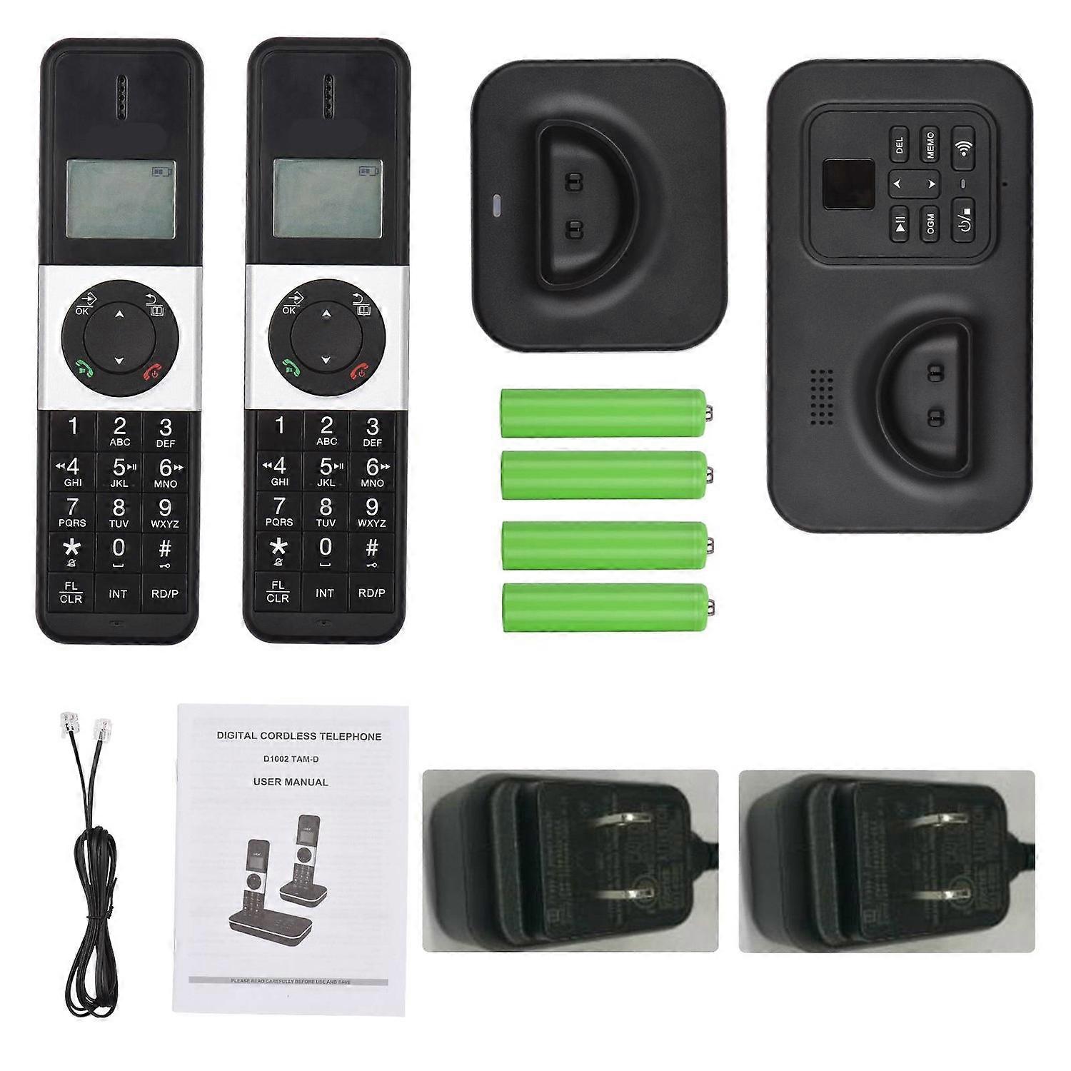 2 Handset Expandable Cordless Phone Cordless Phone 16 Languages with Answering Machine Caller ID Ann