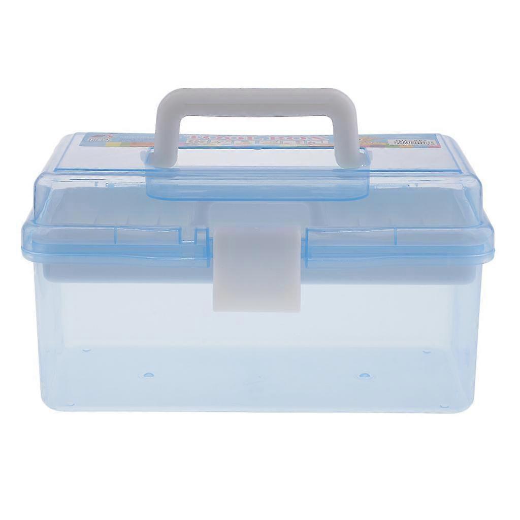 2 Layers Sewing Painting Tool Organizer Storage Box Case with Handle Blue